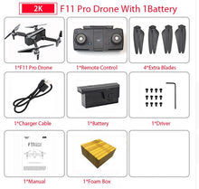 Load image into Gallery viewer, SJRC F11 PRO GPS Drone With Wifi FPV 1080P/2K HD Camera F11 Brushless Quadcopter 25 minutes Flight Time Foldable Dron Vs SG906