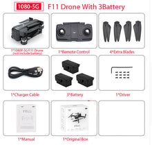 Load image into Gallery viewer, SJRC F11 PRO GPS Drone With Wifi FPV 1080P/2K HD Camera F11 Brushless Quadcopter 25 minutes Flight Time Foldable Dron Vs SG906