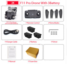 Load image into Gallery viewer, SJRC F11 PRO GPS Drone With Wifi FPV 1080P/2K HD Camera F11 Brushless Quadcopter 25 minutes Flight Time Foldable Dron Vs SG906