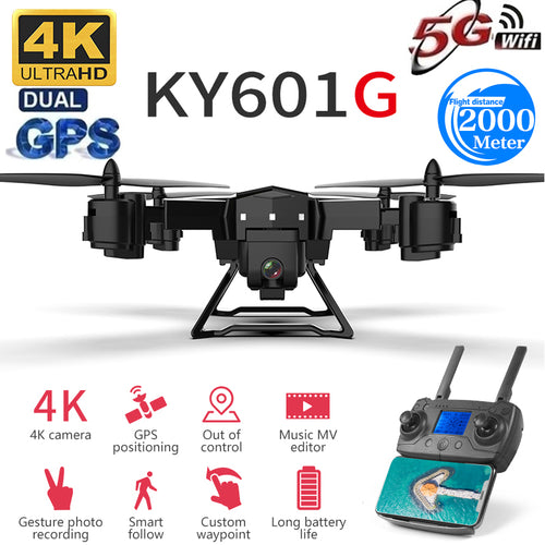 New pro GPS Drone 2000 Meters Control Distance RC Helicopter Drone with 5G 4K HD Camera Quadcopter Foldable FPV WIFI KY601G