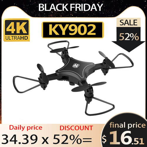 XKJ KY902 Mini Drone Quadcopter with 4K Camera HD Foldable Drones One-Key Return FPV Follow Me RC Helicopter Quadrocopter Toys