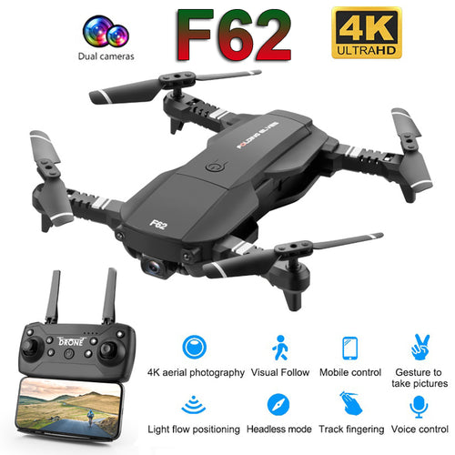 F62 Foldable Profissional Drone with 4K Dual Camera WiFi FPV Optical Flow Follow Me RC Helicopter Quadrocopter Toys X12S SG106