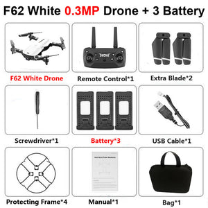 F62 Foldable Profissional Drone with 4K Dual Camera WiFi FPV Optical Flow Follow Me RC Helicopter Quadrocopter Toys X12S SG106