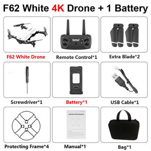 F62 Foldable Profissional Drone with 4K Dual Camera WiFi FPV Optical Flow Follow Me RC Helicopter Quadrocopter Toys X12S SG106