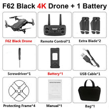 Load image into Gallery viewer, F62 Foldable Profissional Drone with 4K Dual Camera WiFi FPV Optical Flow Follow Me RC Helicopter Quadrocopter Toys X12S SG106