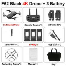 Load image into Gallery viewer, F62 Foldable Profissional Drone with 4K Dual Camera WiFi FPV Optical Flow Follow Me RC Helicopter Quadrocopter Toys X12S SG106