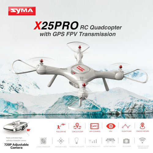 Syma X25 PRO 2.4G GPS FPV RC Drone Quadcopter 720P HD Wifi Adjustable Camera Altitude Hold kids drone Gifts bateria drone RC Toy